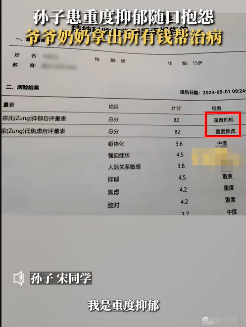 15岁孙子重度抑郁爷奶掏所有钱帮治:一文了解抑郁症